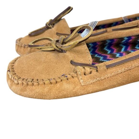 Minnetonka Suede Leather Moccasins Slip On Loafers Flats Shoes Fabric Lined 11 - Picture 8 of 16
